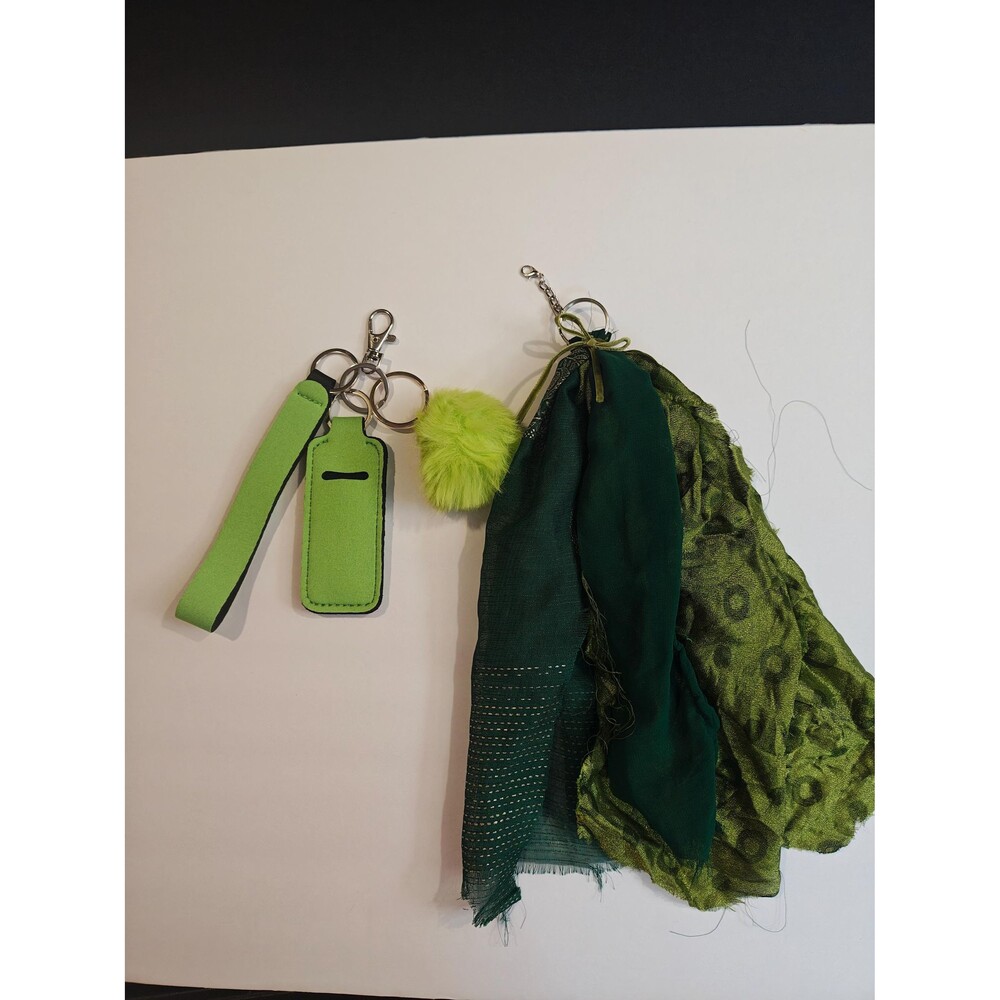 Green Tassel Keychain Set